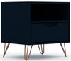 Manhattan Comfort Rockefeller Mid-Century Modern Nightstand with Drawer - Tatiana Midnight Blue