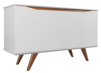 Manhattan Comfort Tudor 53.15” Sideboard with 4 Shelves - White & Maple Cream|Desserte Tudor de Manhattan Comfort de 53,15 po avec 4 tablettes - blanche et crème d'érable