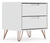 Manhattan Comfort Rockefeller Mid-Century Modern Nightstand with 2 Drawers - White