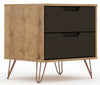 Manhattan Comfort Rockefeller Mid-Century Modern Nightstand with 2 Drawers - Textured Grey