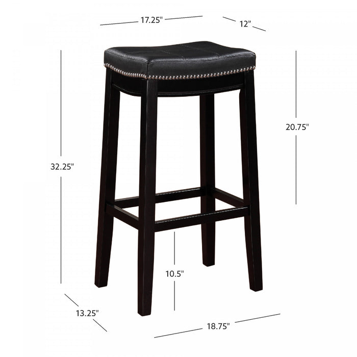 Claridge Faux Leather Backless Barstool - Black
