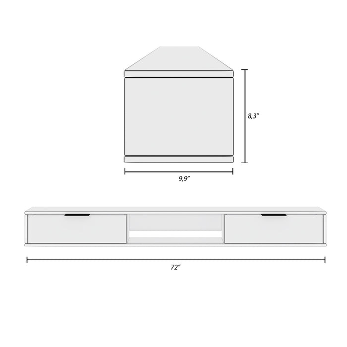Nordika Slim 72\" Wall-Mounted TV Stand with 2 Storage Cabinets - Natural Blonde Oak