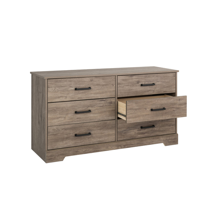 Prepac Rustic Ridge Farmhouse 6-Drawer Dresser - Brown
