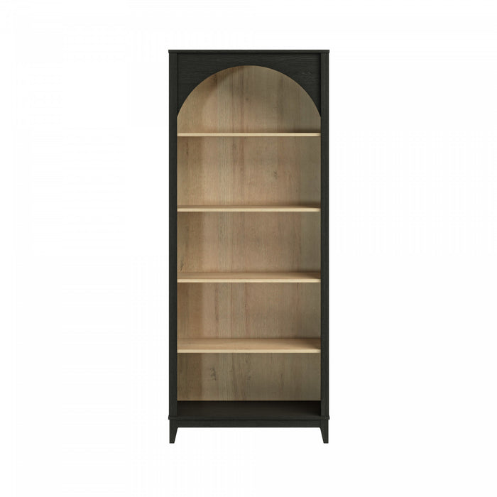 Prepac Ark Bookcase - Black and Natural Oak