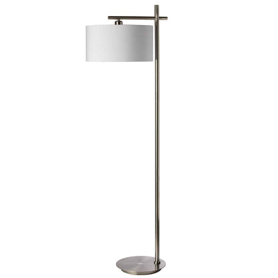 Dainolite 1 Light Floor Lamp Satin Chrome Finish White Shade|Lampe à pied de Dainolite avec abat-jour blanc, fini chromé satiné et 1 ampoule
