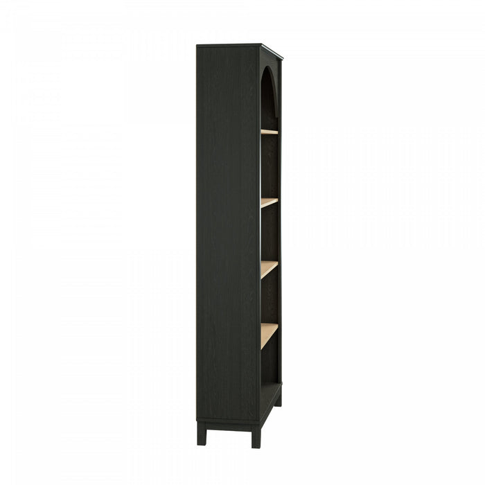 Prepac Ark Bookcase - Black and Natural Oak