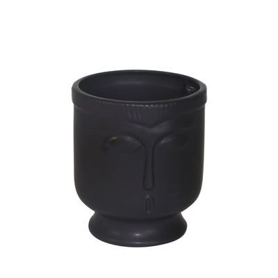 Ceramic 6" Face Vase with Base - Black|Vase de 6 po en céramique avec visage et base - noir