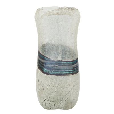 Glass 14" Azurite Vase - Blue and Grey|Vase de 14 po en verre avec azurite - bleu et gris