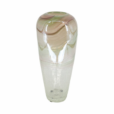Clear Glass 17" Crackled Vase|Vase de 17 po en verre transparent à effet craquelé