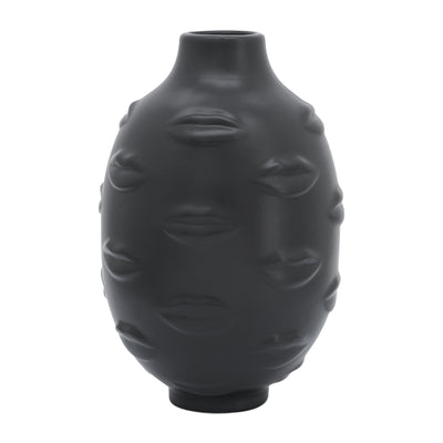 Ceramic 10" Lips Vase - Black|Vase de 10 po en céramique avec lèvres - noir