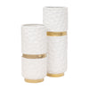 Ceramic 13\" Belted Vase - White and Gold