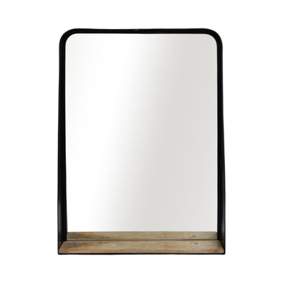 Metal 22" x 30" Mirror with Shelf - Black and Brown | Miroir de 22 po x 30 po en métal avec tablette - noir et brun