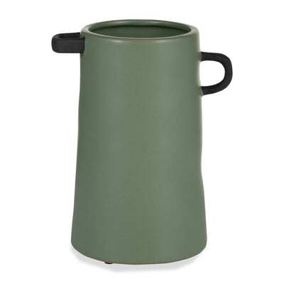 Ceramic 9" Eared Vase - Dark Sage|Vase à oreilles de 9 po en céramique - sauge foncé