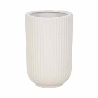 Ceramic 7" Ridged Vase - White|Vase strié de 7 po en céramique - blanc