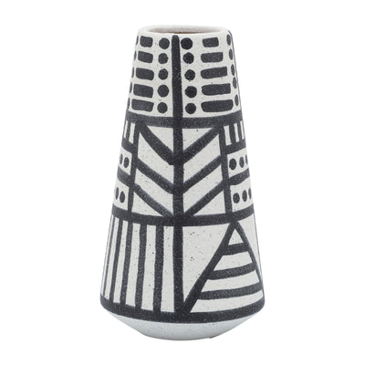 Ceramic 8" Eclectic Vase - Black and White|Vase éclectique de 8 po en céramique - noir et blanc