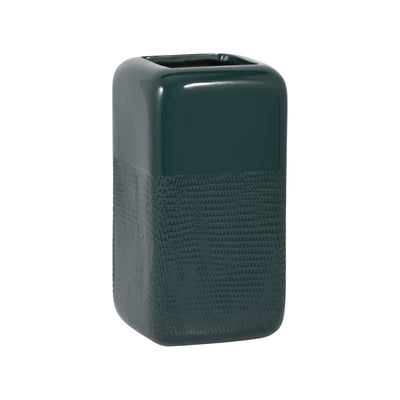Ceramic 10" Squared Groove Vase - Forest Green|Vase carré rainuré de 10 po en céramique - vert forêt