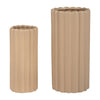 Ceramic 10\"/13\" Ribbed Irish Cream Vase - Set of 2