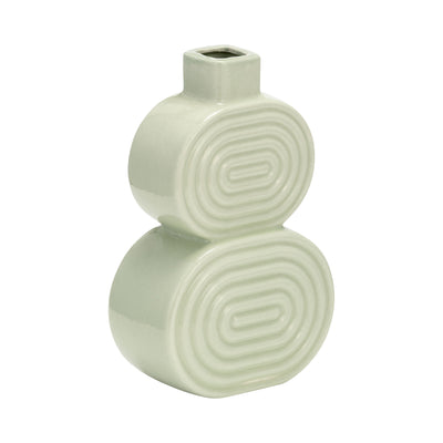 Ceramic 10" Stacked Circles Vase - Cucumber|Vase de 10 po en céramique avec cercles superposés - concombre