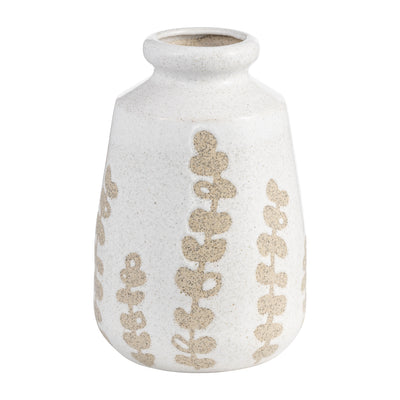 Ceramic 10" Botanical Vase - Ivory|Vase de 10 po en céramique à motif botanique - ivoire
