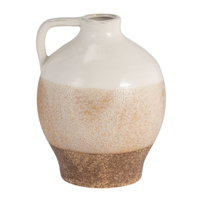 Ceramic 9" Jug Vase - White and Tan|Vase carafe de 9 po en céramique - blanc et tan