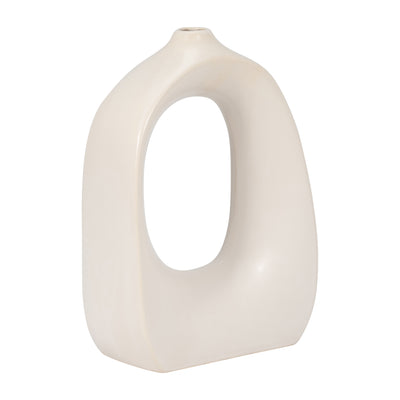 Stoneware 11" Curvy Cut-Out Vase - White|Vase courbé de 11 po en grès avec découpe - blanc