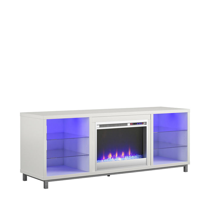 Ameriwood Home Lumina Electric Fireplace TV Stand for TVs up to 70\" - White