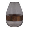Glass 8\" Belly Vase with Wood Band