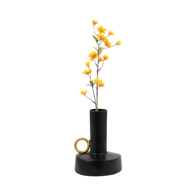 Metal 9" Vase with Handle - Black and Gold|Vase de 9 po en métal avec poignée - noir et doré