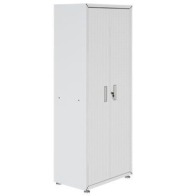 Fortress Textured Metal 75.4" Garage Cabinet with 4 Adjustable Shelves - White|Armoire Fortress de Manhattan Comfort de 75,4 po en métal texturé avec 4 tablettes réglables pour le garage - blanche