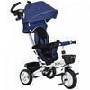 Qaba Toddler Tricycle, 6 In 1 Stroller Bike With Parent Push Handle, Canopy, Storage Baskets, Cupholder, Safety Guardrail And 5-point Safety Belt, For 12-60 Months, Dark Blue
