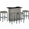Outsunny 5 Pieces Patio Bar Set, Pe Rattan Wicker Outdoor Bar Set, Grey