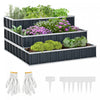 Outsunny 47''x47''x25'' 3 Tier Raised Garden Bed, Metal Elevated Planer Box Kit W/ A Pairs Of Glove For Backyard, Patio To Grow Vegetables, Herbs, And Flowers, Grey