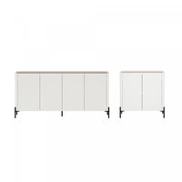 Abbey Modern 2-Piece Buffet and Accent Cabinet in Maple and Off White