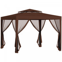 Outsunny 10' X 10' Canopy Tent, Party Tent With Mesh Netting And Double Tier Roof For Backyard, Gard