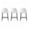 Gracie Modern Metal Upholstered Counter Stool in White and Black - Set of 3