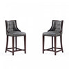 Fifth Avenue Traditional Wood Upholstered Counter Stool in Graphite - Set of 2