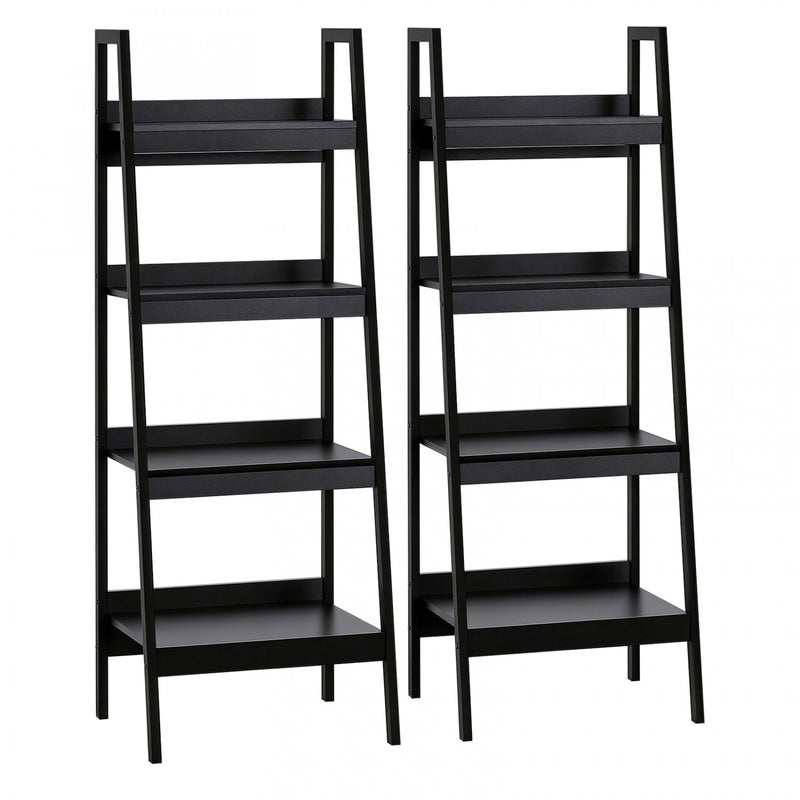 HOMCOM Set of 2, 4 Tier Ladder Shelf Bookcase, Multifunctional Disp ...