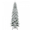 HOMCOM 7ft Prelit Flocked Christmas Tree, Downswept Hinged Xmas Tree