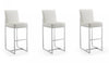 Element Modern Metal Upholstered Barstool in Pearl White - Set of 3