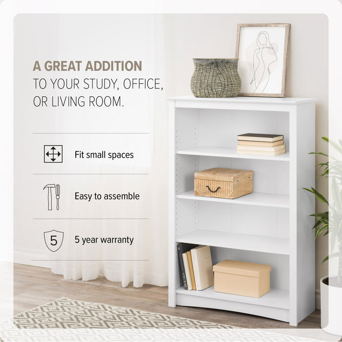 Four-Shelf Bookcase - White