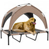 Pawhut Elevated Dog Bed With Canopy, Cooling Dog Cot Bed For Camping, Portable Raised Pet Cot With Washable Breathable Mesh, For Indoor Outdoor, Large Dogs, 42\" X 30\" X 37\", Coffee