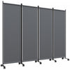 Outsunny Room Divider With Wheels, 5.6ft Folding Privacy Screen, Dark Grey