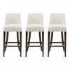 Beever Modern Chenille Wood Upholstered Barstool in Cream - Set of 3 Bar Stool