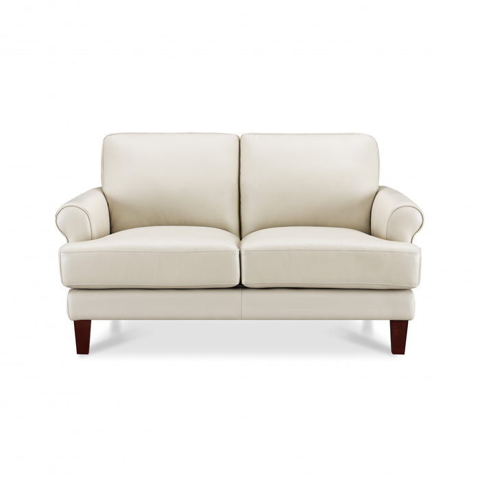 Hydeline Sarina Leather Loveseat - Vanilla