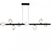 Dainolite Pearlene 8 Light Horizontal Pendant Matte Black Clear Glass Lamp