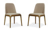Courding Modern Vegan Leather Wood Dining Chair in Tan - Set of 2