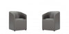 Anna Round Modern Vegan Leather Armchair in Graphite - Set of 2