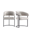 Augusta Modern Metal Vegan Leather Dining Chair in Light Gray - Set of 2