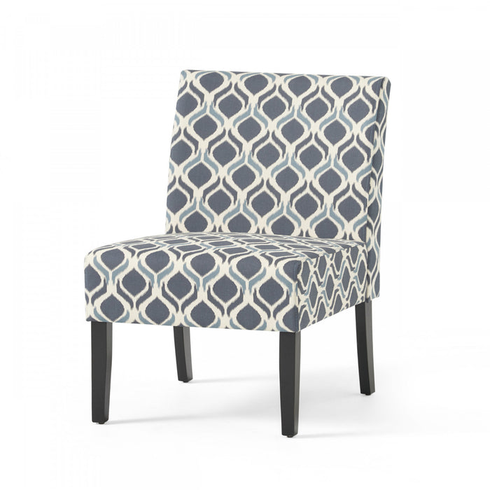 Oliver Linen-look Fabric Accent Chair With Rubberwood Legs - Blue and Grey