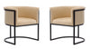 Cosmopolitan Mid-Century Modern Vegan Leather Metal Dining Chair in Tan - Set of 2
